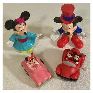 Vintage Disney Mickey & Minnie Figurines Cars Lot 1990s McDonald’s Burger King
